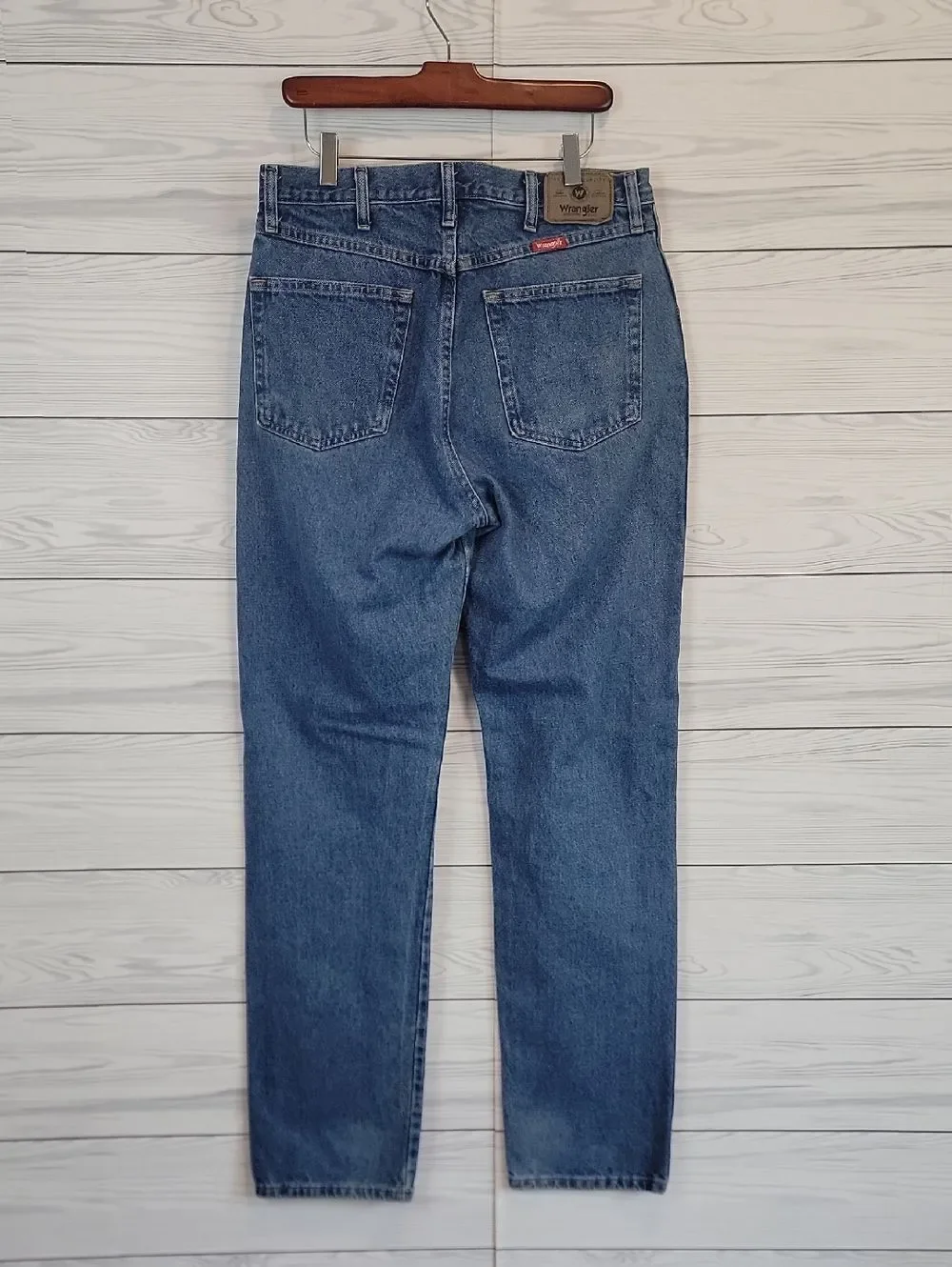 Wrangler Blue Denim Jeans Straight Leg Cotton Mens Size 34 X 36